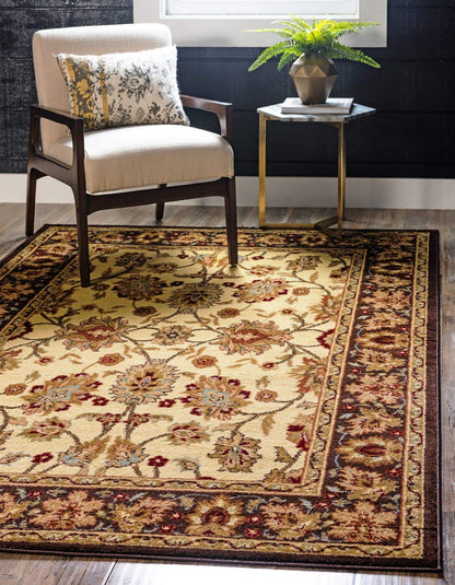 Unique Loom Voyage Collection Traditional Oriental Classic Intricate Design Area Rug (9' 0 x 12' 0 Rectangular, Ivory/Brown)