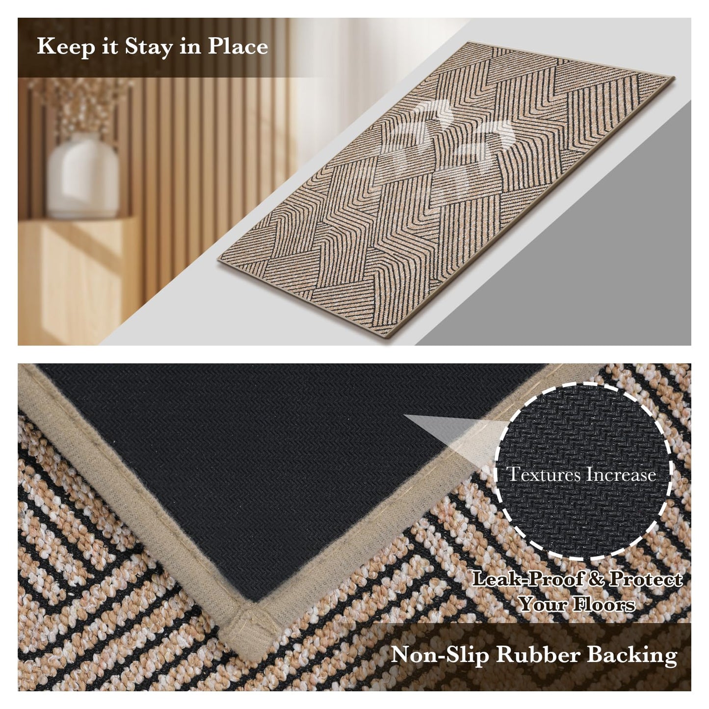 Naoloture Indoor Door Mat 24"x36", Low-Profile Welcome Front Door Mat Indoor Entrance, Non Slip Rubber Backing Inside Doormat Washable Entryway Dirt Resistant & Absorbent 2x3 Entry Mat, Light-Brown