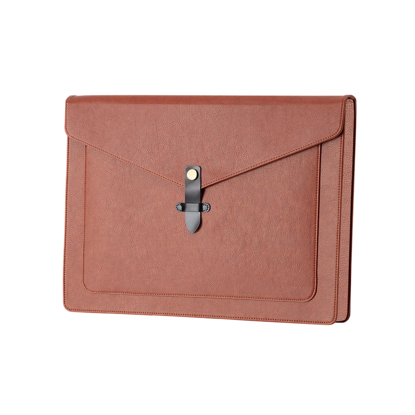 QiXin Brown PU Leather Thick File Folder, Snap Closure File Organizer, Thickened Important Document Folder with Pockets, Document Organizer, Laptop Sleeve Notebook Case, A4 Envelopes Filing Folder