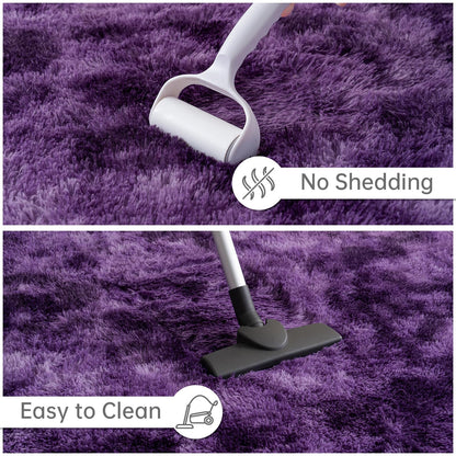 Goideal Fluffy Rug for Bedroom Living Room, 5x7 Purple Area Rugs, Faux Fur Shag Modern Carpet Ultra Soft Girls Boys Room Home Decor, Tie-Dyed