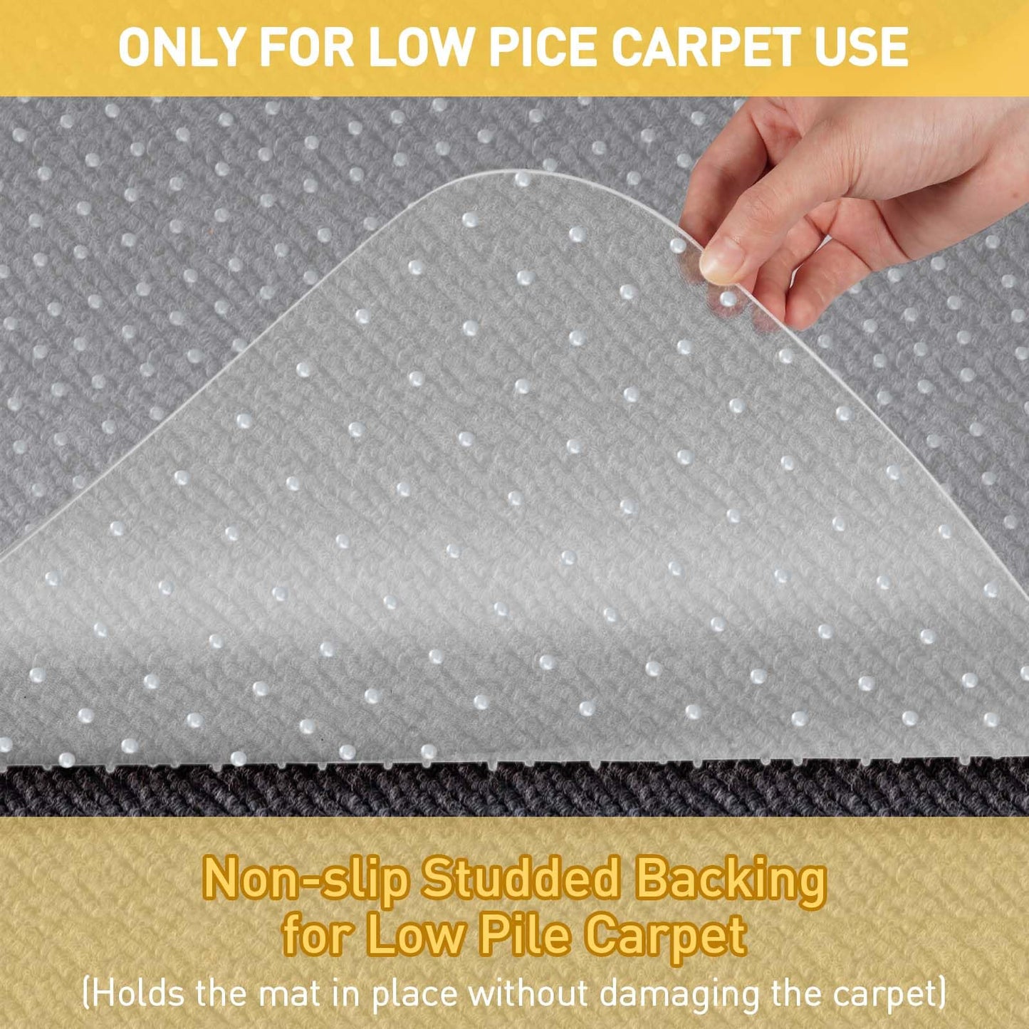 Heavy Duty Office Chair Mat for Carpet Floors & Desk Mat for Carpeted Floors - Clear Floor Protector with Extended Lip | Slip-Resistant, Easy Glide 36"x48" for Low/Flat Pile - Home, Office & Gaming