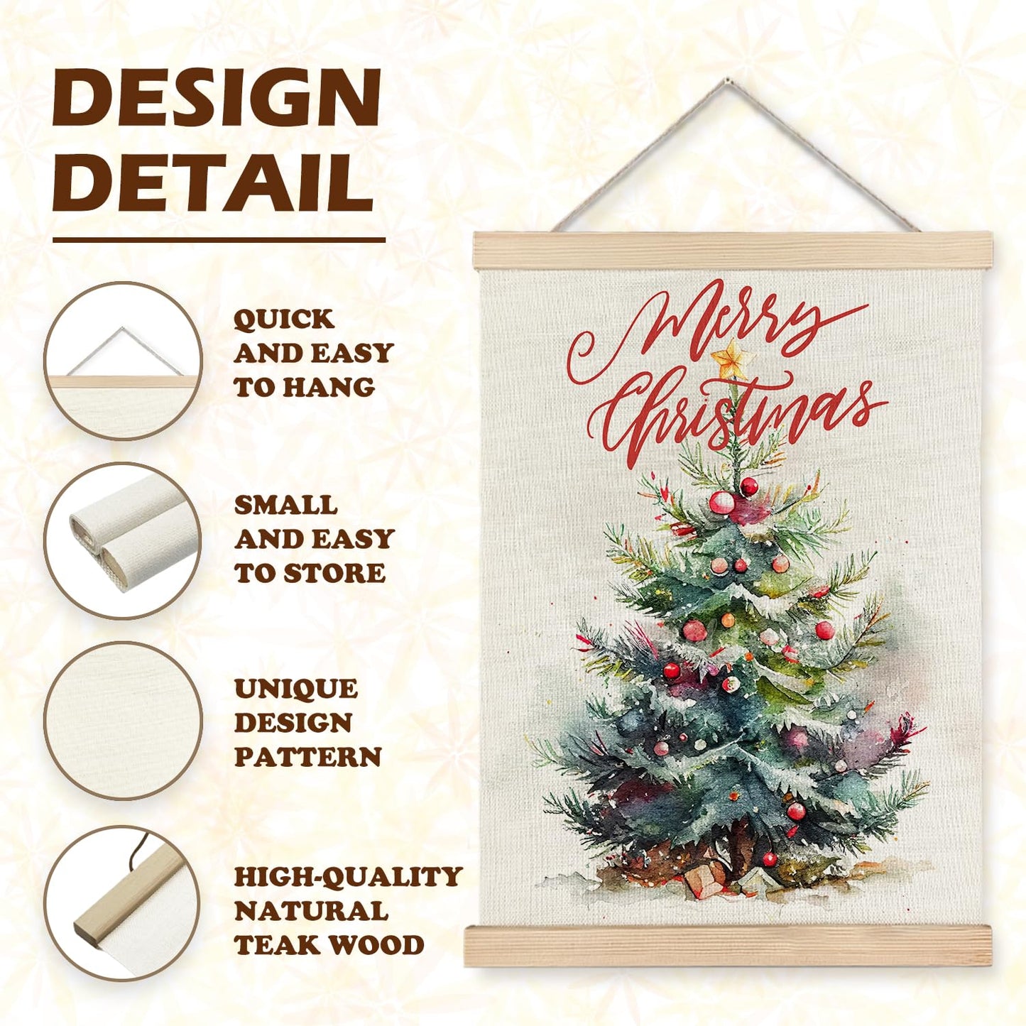 LUVADIAN Merry Christmas Wall Art with Wood Poster Hanger Set of 2, Christmas Tree Wall Decor Santa Claus Snowman Posters Artwork for Walls Decorations, 12x16 Inches