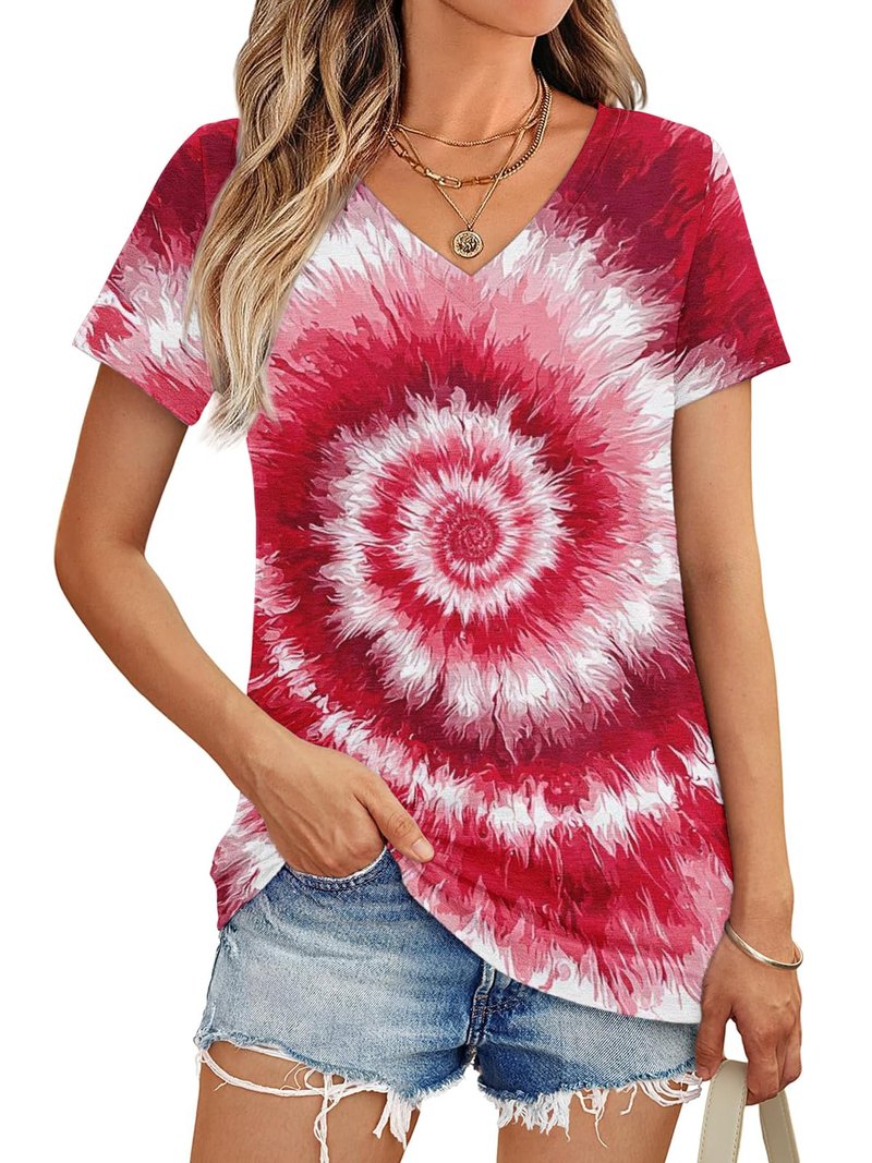 10 Pack Women’s Short Sleeve V-Neck T-Shirts Casual Loose Trendy Summer Soft Dry Fit Breathable Workout Tops (10 Pack-14,X-Large)