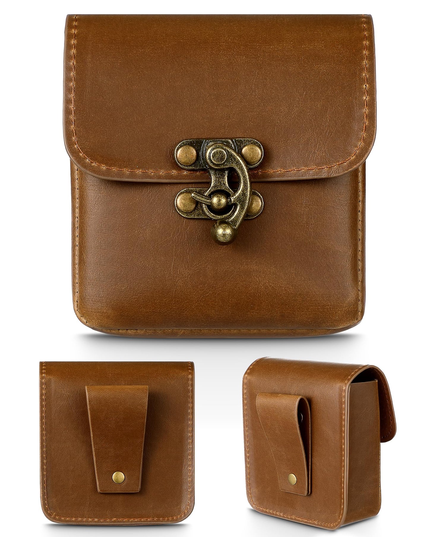 Silkfly Medieval Vintage Belt Pouch Leather Waist Bag Renaissance Accessories Steampunk Waist Fanny Pack for Casual Hiking (Brown,3.98 x 3.98 x 1.5 Inch)