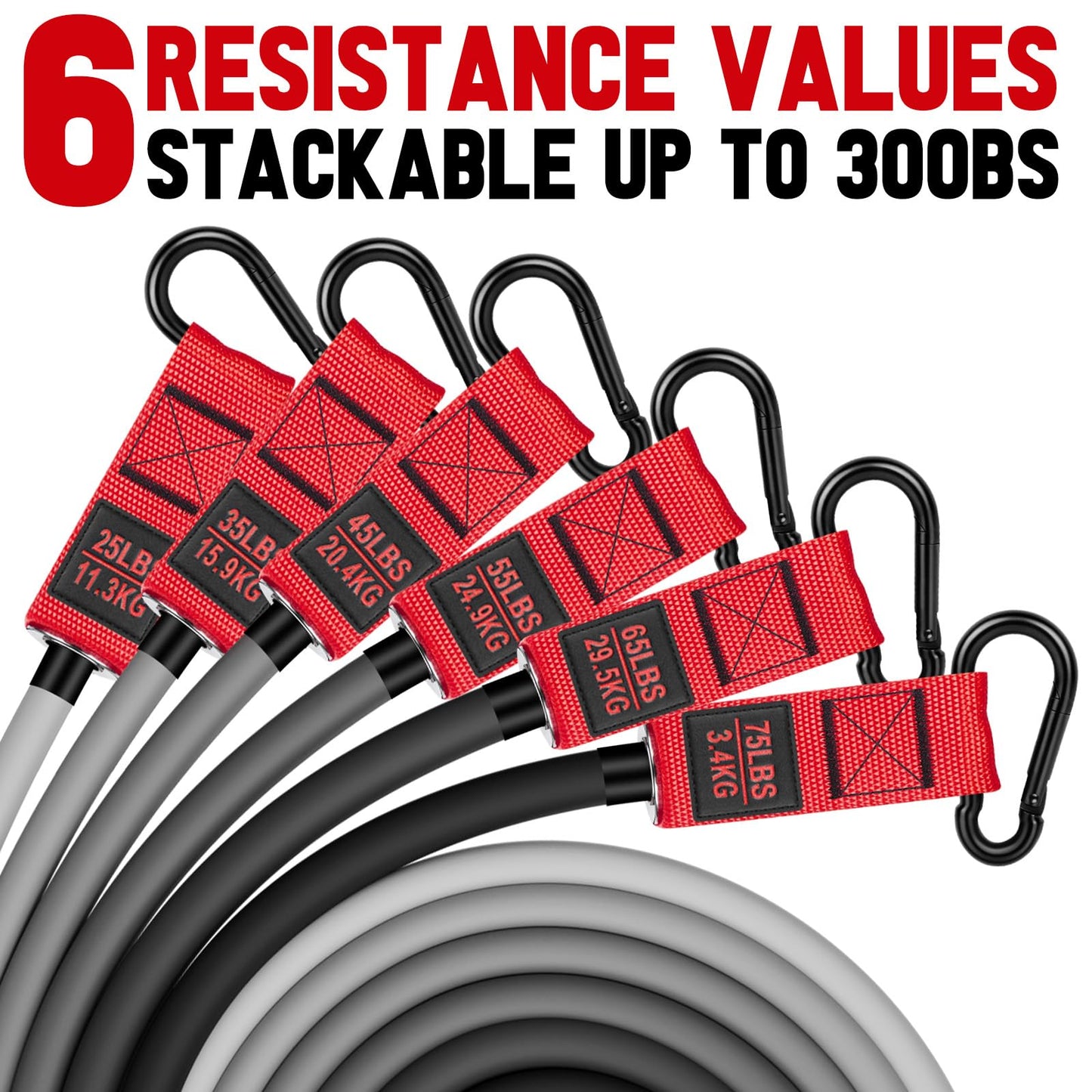 Heavy Resistance Bands for Working Out, 300lbs/360lb/420lb Exercise Bands Workout Bands with Handles, Door Anchor, Ankle Straps, Home Gym Workout Equipment for Men Fitness Strength Training Stretching