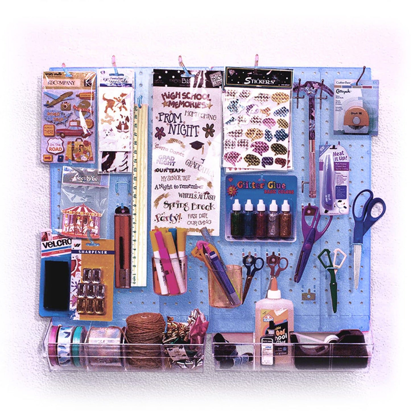 Azar Displays 900945-BLU The DIY Multi-purpose 70-piece Pegboard Wall Organizer Kit with Two Panels and Accessory Assortment, Panel Sizes: 13.5” W x 22” H each, Blue