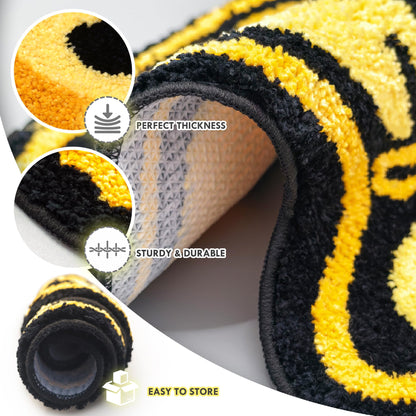 Didswuit Black-Gold Pouch Purse Tufted Rug, Cartoon Lucky Money Bag Print Carpet, Funky Golden Money Bag Bath Mat, 19.7"x15.8" Soft Bedroom Living Room Doormat Decor Floor Mat Washable