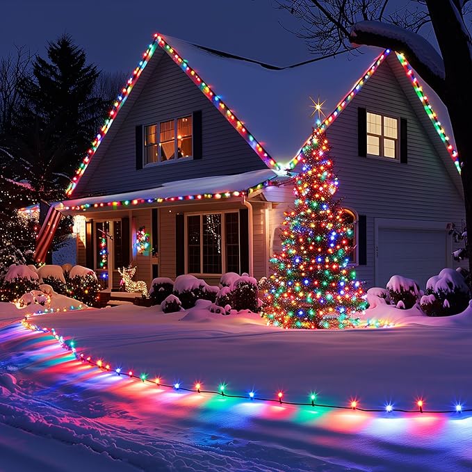 Vintage C9 Multicolor Outdoor Christmas Lights, 50FT 50LED Commercial Christmas String Lights Waterproof, C9 Xmas Lights Extendable for Holiday Party Christmas Tree Roofline Patio Backyard Decoration