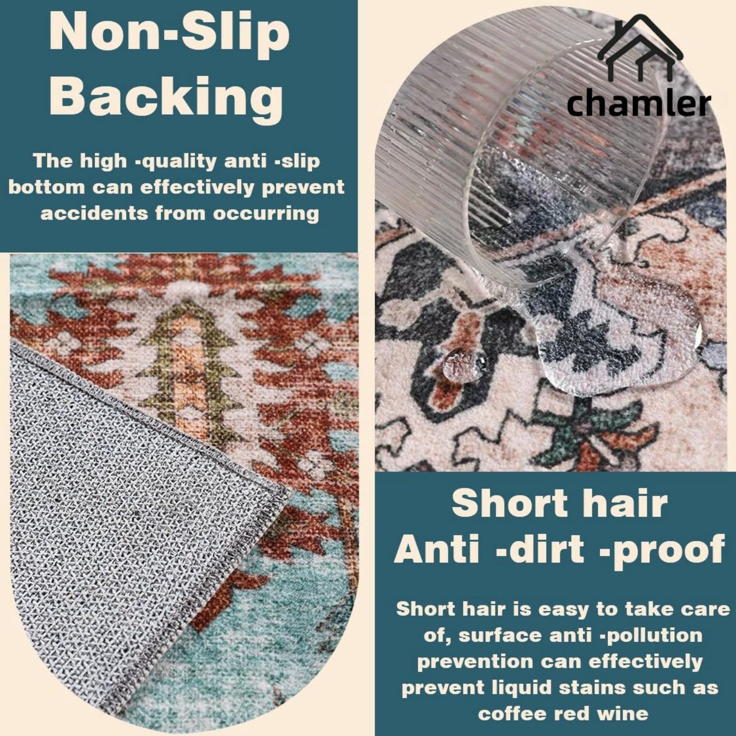chamler 9x12 Washable Area Rug Boho Chic Medallion Distressed Design Non-Shedding Easy Care Ideal for High Traffic Areas in Rugs for Living Room Bedroom Office Coffee Table Large Carpet