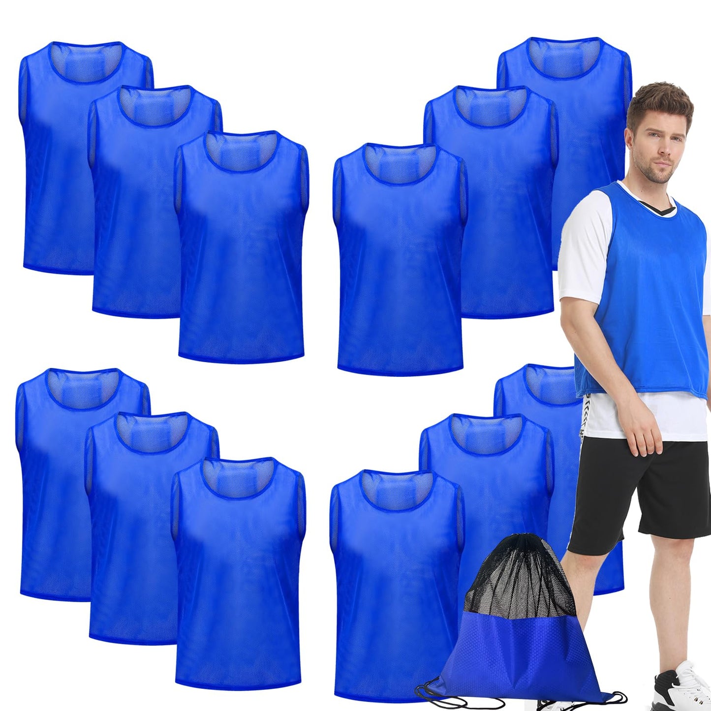 Antoyo 12/24/48Pcs Soccer Pinnies Youth, Scrimmage Team Practice Vests