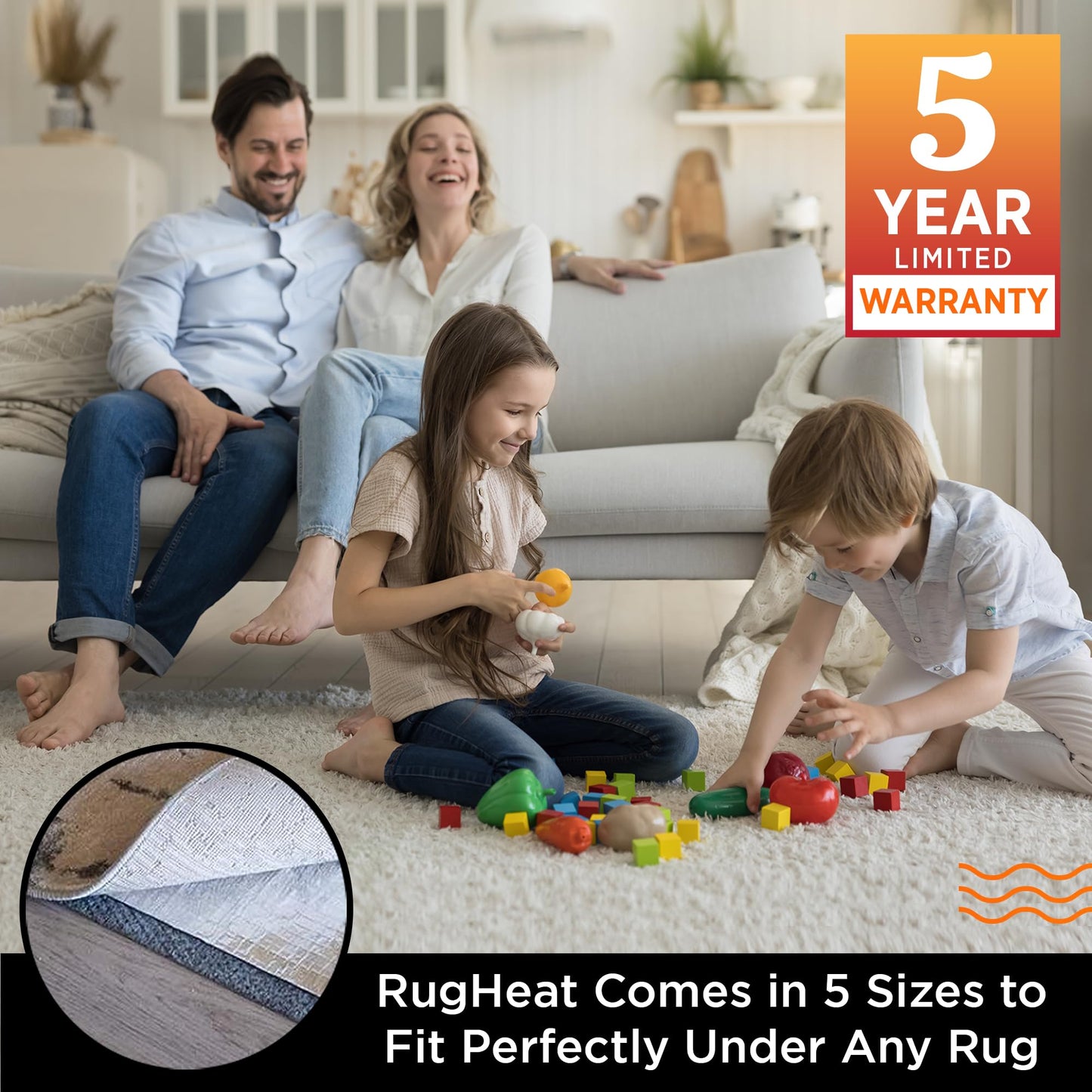 RugHeat Portable Heated Floor Mat, Runner (22x89 inches) Fits Under a 2'x7.5' Runner - Under-Rug Pad for Runner Next to Couch, Heated Rug, Electric Radiant Floor Heater for Area Rugs, Heating Mat