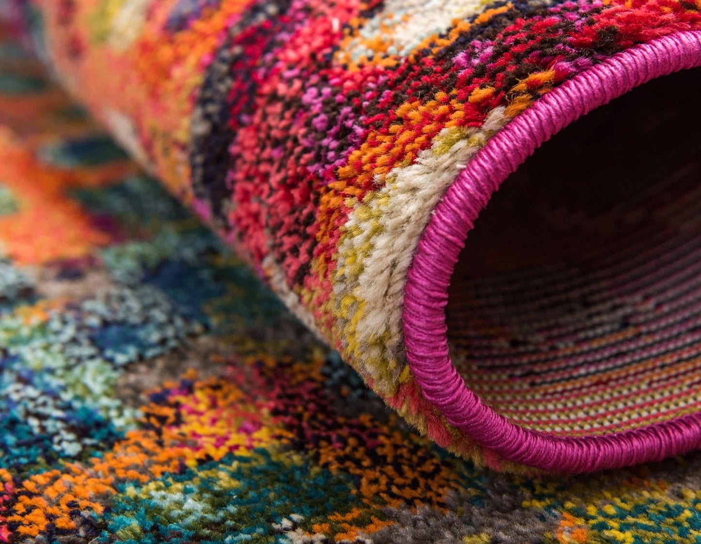 Unique Loom Jardin Collection Colorful, Vibrant, Abstract, Modern Area Rug (4' 0 x 4' 0 Square, Multi/Blue)