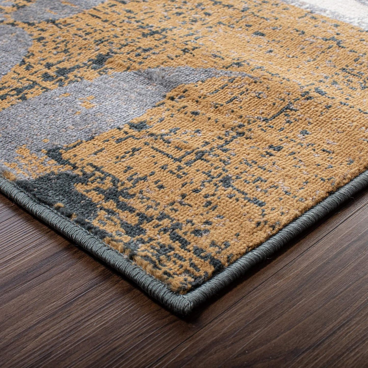Superior Indoor Runner Rug, Plush Carpet Cover, for Hallway, Entry, Dining, Office, Kitchen, Modern Floral Patchwork Decor, Pastiche Collection, 2' 7" x 10', Camel