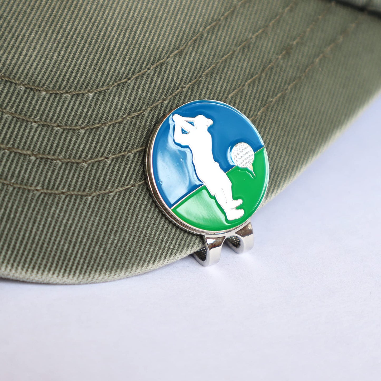 Eshan Magnetic Golf Hat Clips Ball Marker Holder for Golf Gloves Hats Bags Caps Visor Belt (Silver_10PCS)