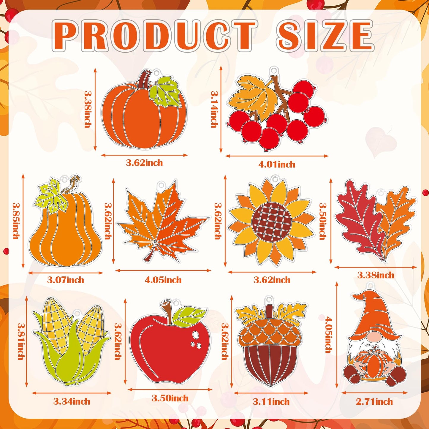 Beeveer 30 Sets Fall Plant Suncatchers Art Kits DIY Thanksgiving Pumpkin Maple Leaf Acorn Suncatcher Crafts Paint Your Own Window Ornaments for Boys Girls Autumn Classroom School Activity Party Favor