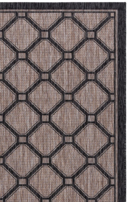 SAFAVIEH Courtyard Collection 5'3" x 7'7" Natural / Black CY8471 Indoor/ Outdoor Waterproof Easy Cleaning Patio Backyard Mudroom Area Rug