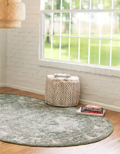 Unique Loom Isabella Collection Area Rug - Adjani (4' 1" x 6' 1" Oval, Green/ Ivory)