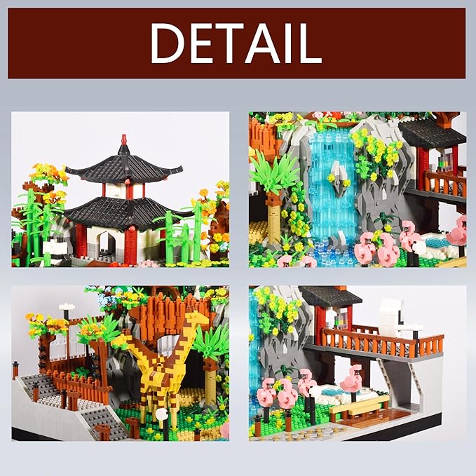 Zoo Micro Building Blocks Set with Giraffe Panda Flamingo 5000PCS for Adults or Teens Ages of 14+ Animals Park DIY Modle Kit in Living Room or Office Decorative Items Collection Model for Lovers