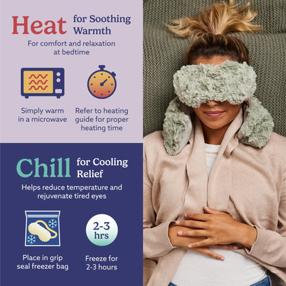 warmies Microwavable Eye Mask for Warmth & Comfort - Heating & Cooling Compress for Calming Relaxation - Weighted & Heated Eye Mask with Scented Lavender for Sleeping - Gray