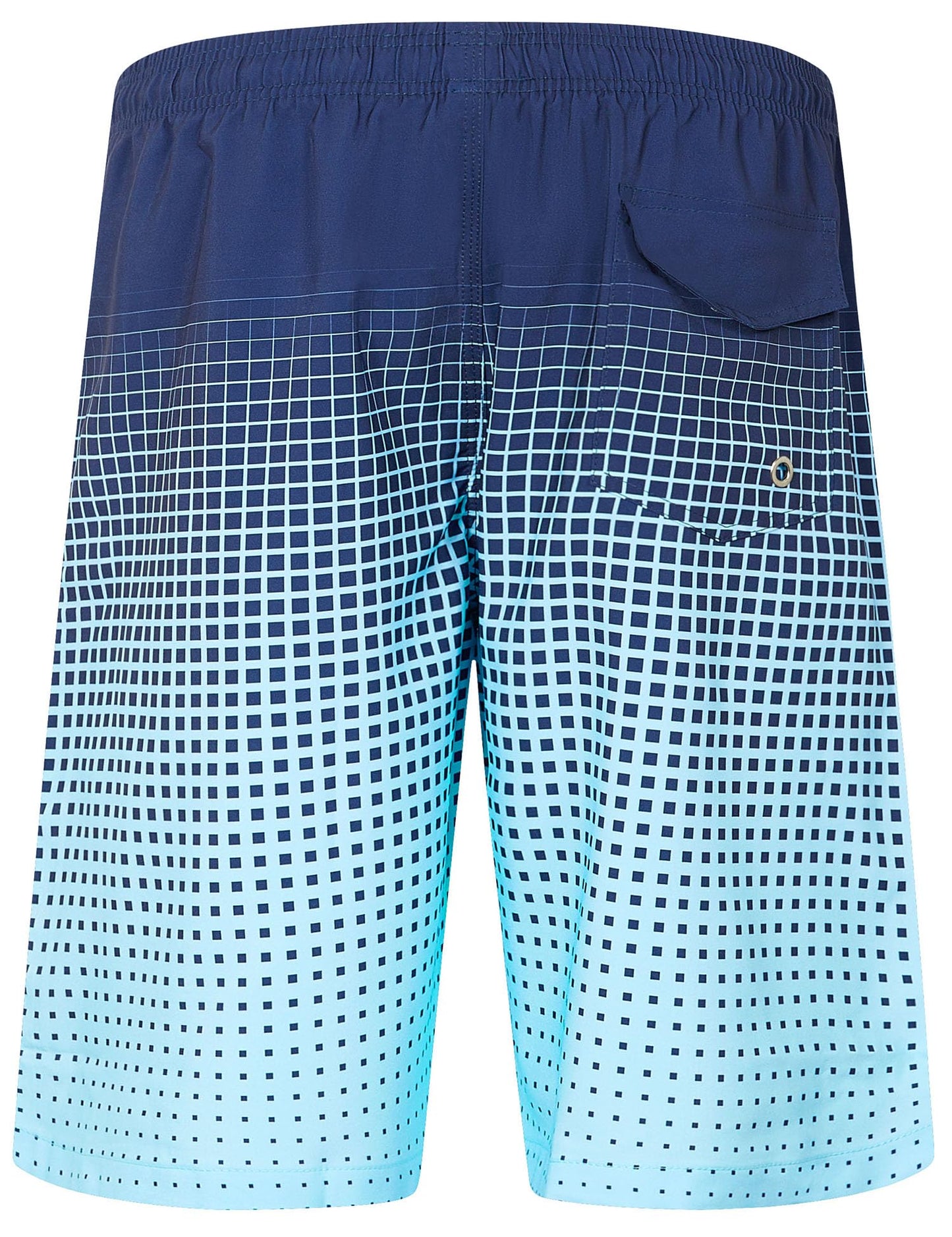 ELETOP Men's Swim Trunks Quick Dry Bathing Suit Swimming Board Shorts Mesh Lining Beach Swimwear Grid Gradient Blue M