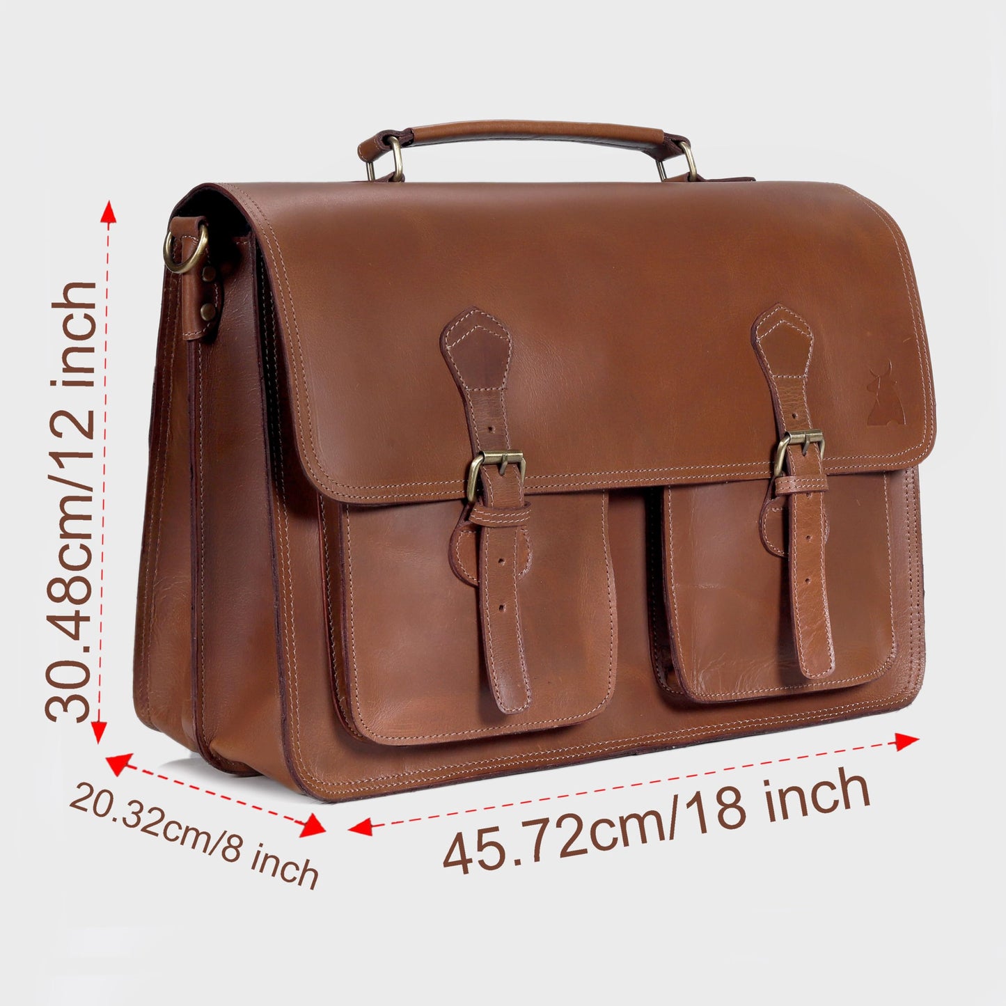 Leather Messenger Bag For Men - leather laptop bag briefcase for women - Mens Satchel Bag, 18 Inch Brown Genuine Buffalo Leather Computer Bag For Work