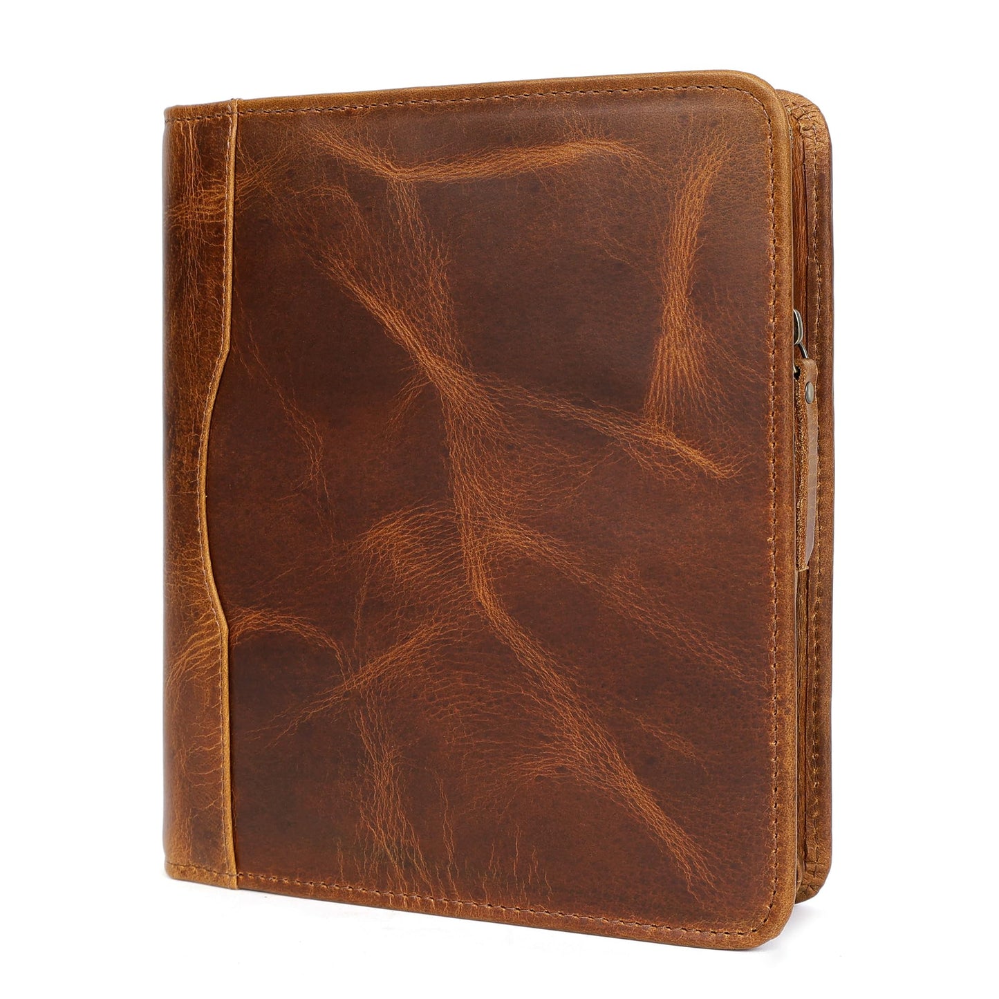 ELIZO Leather A5 Portfolio Padfolio Folio A5 Notebook Journal Cover Planner Binder Small Mens Business Work Folder Organizer (Antique)