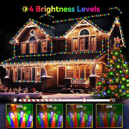 Hezbjiti 2 Pack 1000 LED 403 FT Christmas String Lights Outdoor, 8 Lighting Modes IP44 Waterproof Fairy Lights with Timer and Dimmable Function for Party Tree Decorations (Multicolor, Clear Wire)