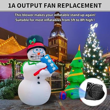 Inflatable Replacement Fan Blower - 12V 1.0A Blower with 12V 1.5A Adapter and 3 LED Lights for Halloween Party Yard Garden Lawn Decorations