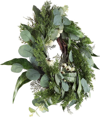 Eucalyptus Wreath - 20-Inch Artificial Spring, Summer, or Fall Wreath for Home Decor - Wreaths for Indoors or Covered Patio Use Only by Pure Garden