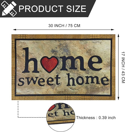 CHICHIC Door Mat Welcome Mat 17x 30 Inch Front Door Mat Outdoors for Home Entrance Outdoors Mat for Outside Entry Way Doormat Entry Rugs, Heavy Duty Non Slip Rubber Back Low Profile, Ink Home