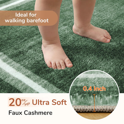OPPODREAM Border Soft Area Rugs 5x7, Washable Green Rug with Non Slip Backing, 5 x 7 Faux Cashmere Low-Pile 5x7 Carpet
