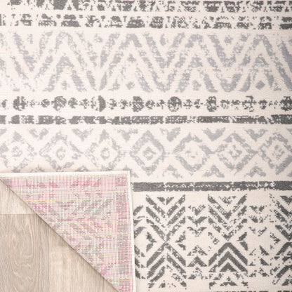 Rugshop Geometric Boho Oval Rug – Gray Tribal Pattern, Perfect for Dining Room, Living Room, 5' x 7' Oval