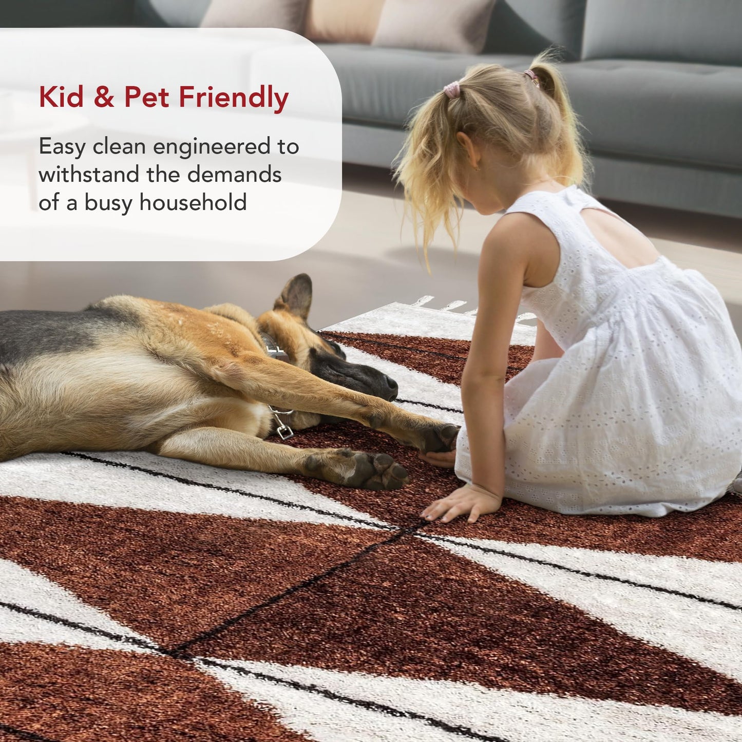 nuLOOM Kali Rust/Ivory, 4' x 6', Tribal Abstract, Shag, Soft and Plush, High Traffic, Stain Resistant, Easy Clean, Durable Area Rug for Bedroom, Living Room, Dining Space, Den, Foyer, Entryway