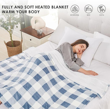 HomeMate Electric Blanket Heated Full Size - 72“x84“ Ultra Soft Cozy Flannel Heating Blanket with 10 Fast Heat Levels 8 Hours Auto Off Over-Heated Protection ETL Certification Keep Warm in Home Office