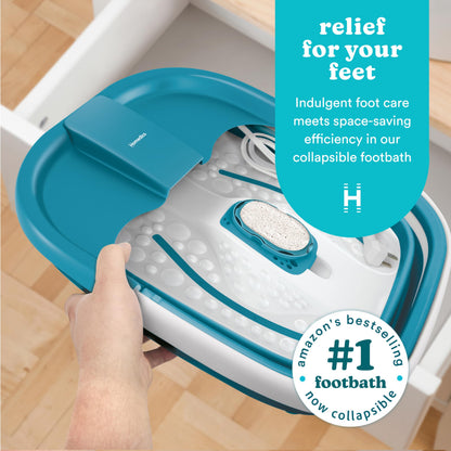 Homedics Bubble Mate Collapsible Foot Spa, Heat-Maintaining, Bubble Massage with Pumice Stone and Splash Guard