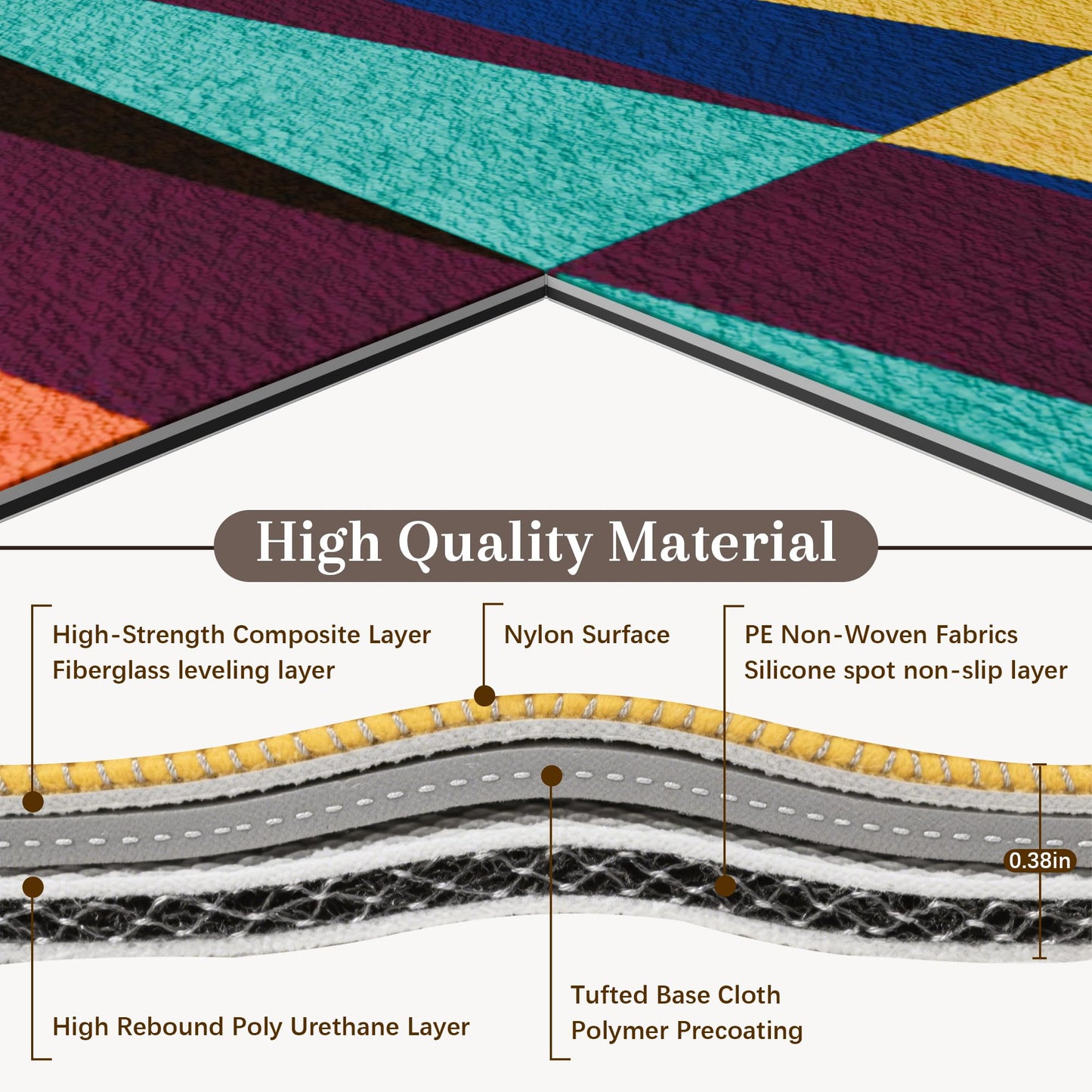 Carpet Living Room Bedroom, Glue Free, Anti Slip, Removable, Washable Spliced Carpet(15.75''x 15.75''x 0.38''Thick) Unit Rug 12pcs