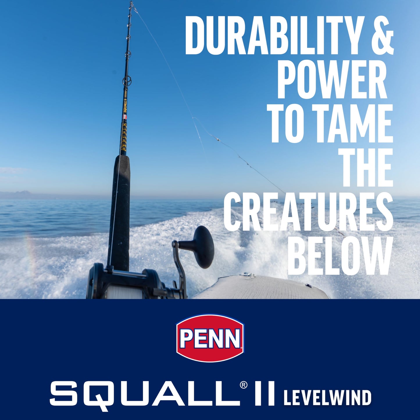 Penn 6'6" Squall II Level Wind Saltwater Rod and Reel Fishing Combo, 1-Piece Fishing Rod, Black/Gold