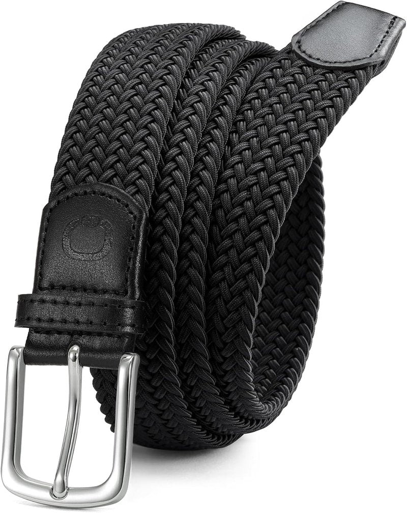 Braided Stretch Golf Belt for Men - Adjustable 1 3/8” Casual Belt for Pants, Shorts & Jeans