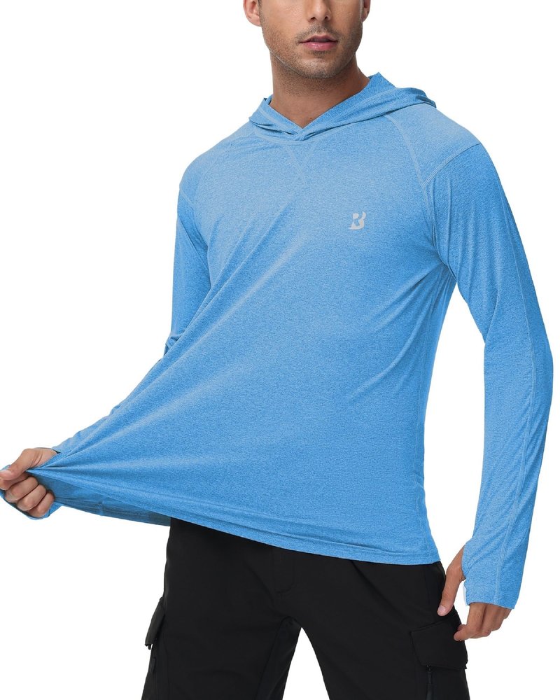 Long Sleeve Sun Shirts for Men - UPF 50+ UV Protection Hoodie Shirt for Fishing Swim Rash Guard Beach Running Workout