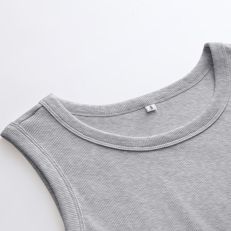 ANRABESS Womens Sleeveless High Neck Tank Tops Fashion Summer Casual Basic Slim Fit Ribbed Racerback Top Shirt Clothes Grey X-Small