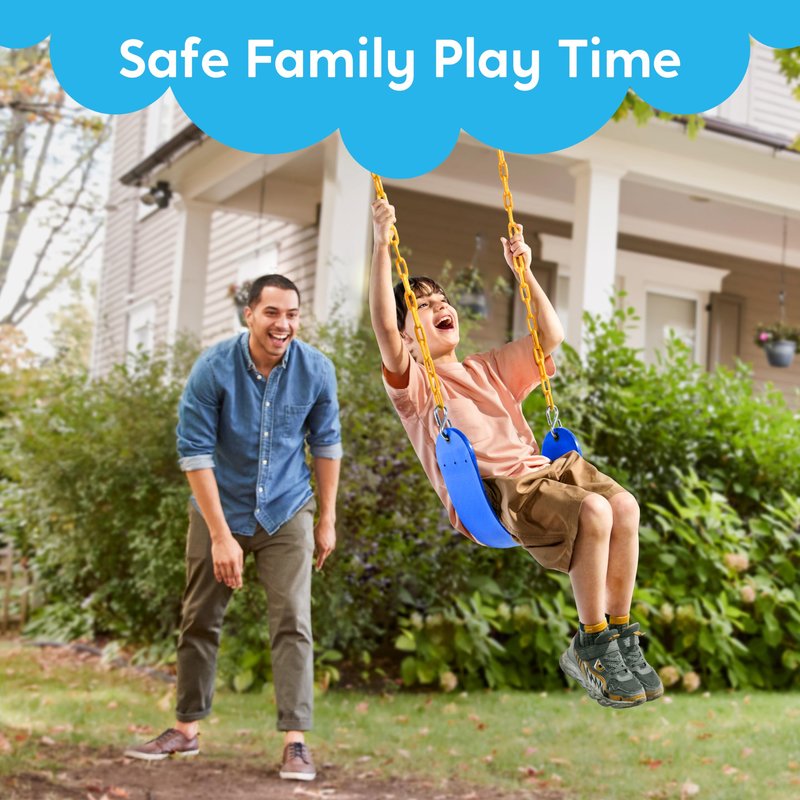 TURFEE Swing for Outdoor Swing Set - Pack of 1 Seat Replacement Kit with Heavy Duty Chains - Backyard Swingset Playground Accessories for Kids (Blue)
