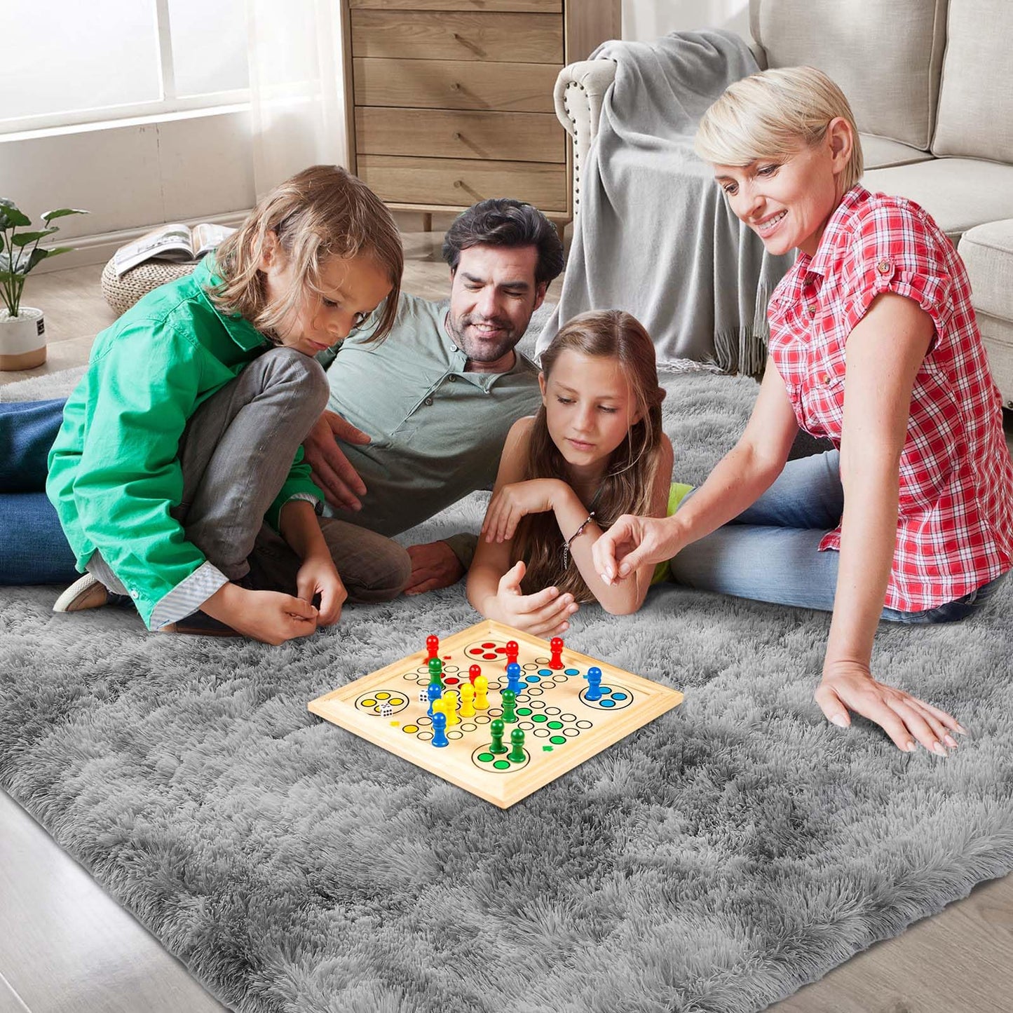 Shag Area Rugs for Bedroom Living Room,4X6 Ultra Soft Fluffy Area Rugs for Dorm, Indoor Carpet Nursery Rugs for Kids Room Home Decor,Tie-Dye Grey