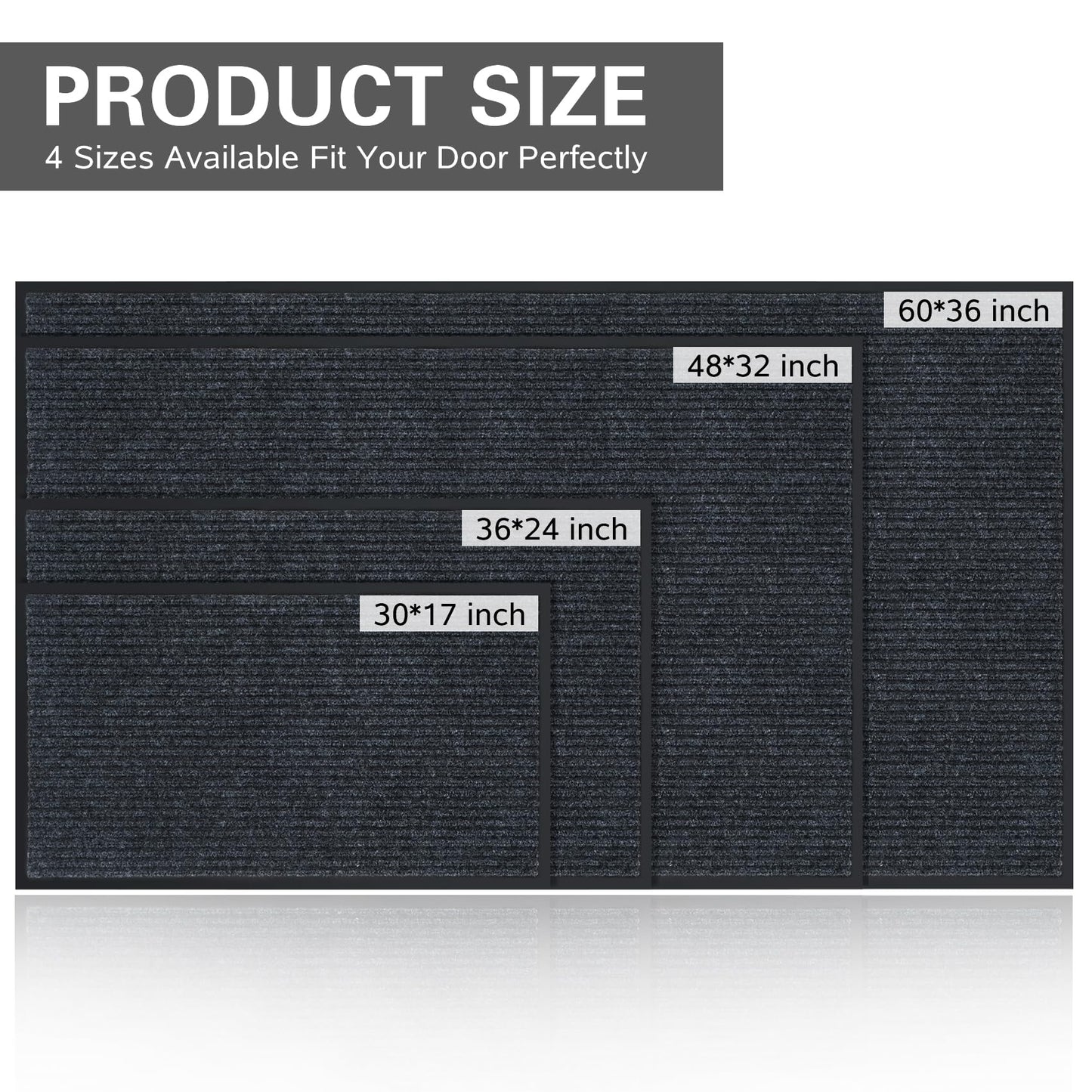 Neiza Front Door Mat 60"x36" Indoor Outdoor Low Profile Rubber Backing Doormat All-Weather Easy Clean Washable Doormats Commercial Entrance Mats for Home Office Patio Porch Garage Garden,Grey