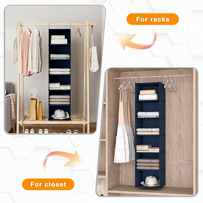 Hanging Closet Organizer and Storage 6-Shelf, Easy Mount Foldable Hanging