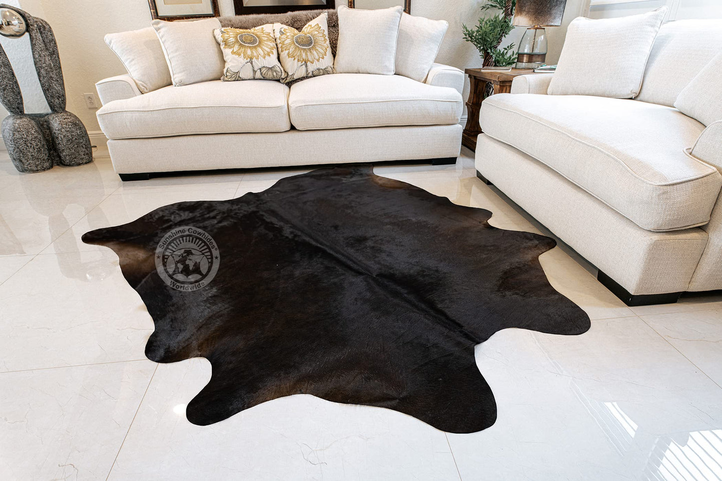 Sunshine Cowhides 100% Genuine Dark Chocolate Brown Cowhide Rug - Modern Style Animal Skin Rug & Floor Carpet for Living Room, Bedroom, Kitchen & More - Extra Large (6x7-8 Ft.)