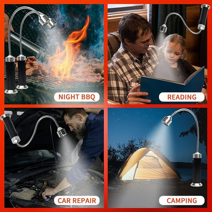 Grill Light, Grill Accessories - Christmas Stocking Stuffers for Men Dad Boyfriend, LED BBQ Light with Magnetic Base & 360° Flexible Gooseneck, Smoker Grilling Gifts for Men, Batteries Included-1 Pair