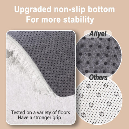 Ailyei White Shag Rugs for Bedroom, 4x6 Soft Fuzzy Rugs for Living Room, Fluffy Shaggy Plush Carpet Girls Kids Room Dorm Upgrade Non-Slip