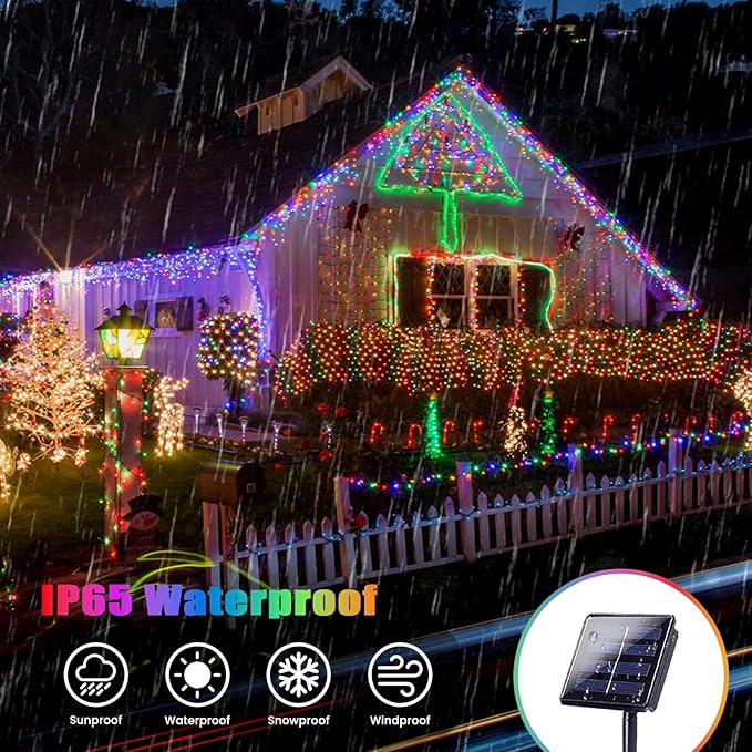 Extra-Long Solar String Lights Outdoor, 4-Pack 400 LED Solar Christmas Fairy Lights for Outside Waterproof, Copper Wire 8 Modes Twinkle Fairy Light for Tree Garden Party Xmas Wedding Decor(Multicolor)