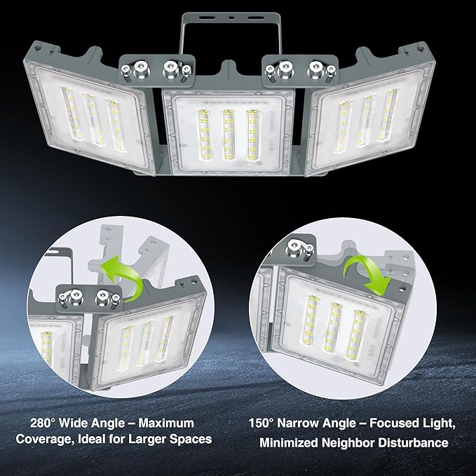STASUN 150W LED Flood Light, Mini Series Outdoor Floodlight, 15000LM 6000K Daylight White, IP66 Waterproof, 3 Adjustable Heads, LED Exterior Flood Lights for Backyard, Driveway, Garage, Patio, Porch
