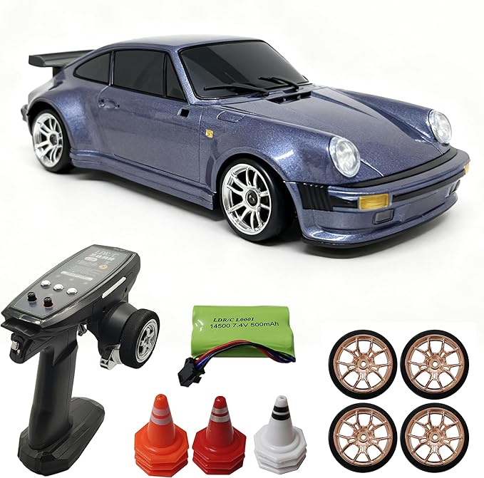 YUCT LDRC 1/18 Scale RC Drift Car RWD Drifting with ESP Gyro Posche 911 Model Car with Alloy Shell for Adults LD1898 Purple